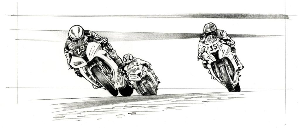 dessin non colorisé de la bande dessinée Warm Up